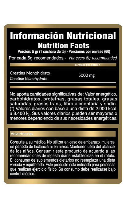 Creatina Monohidrato 300g Gold Nutrition - Imagen 2
