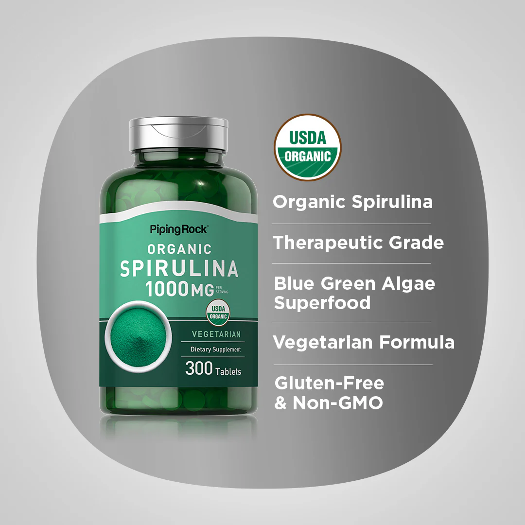 Espirulina, 1000mg (por porción), 300 Tabletas - Imagen 2